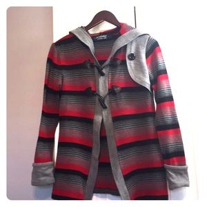 Wool open sweaters with hoodie